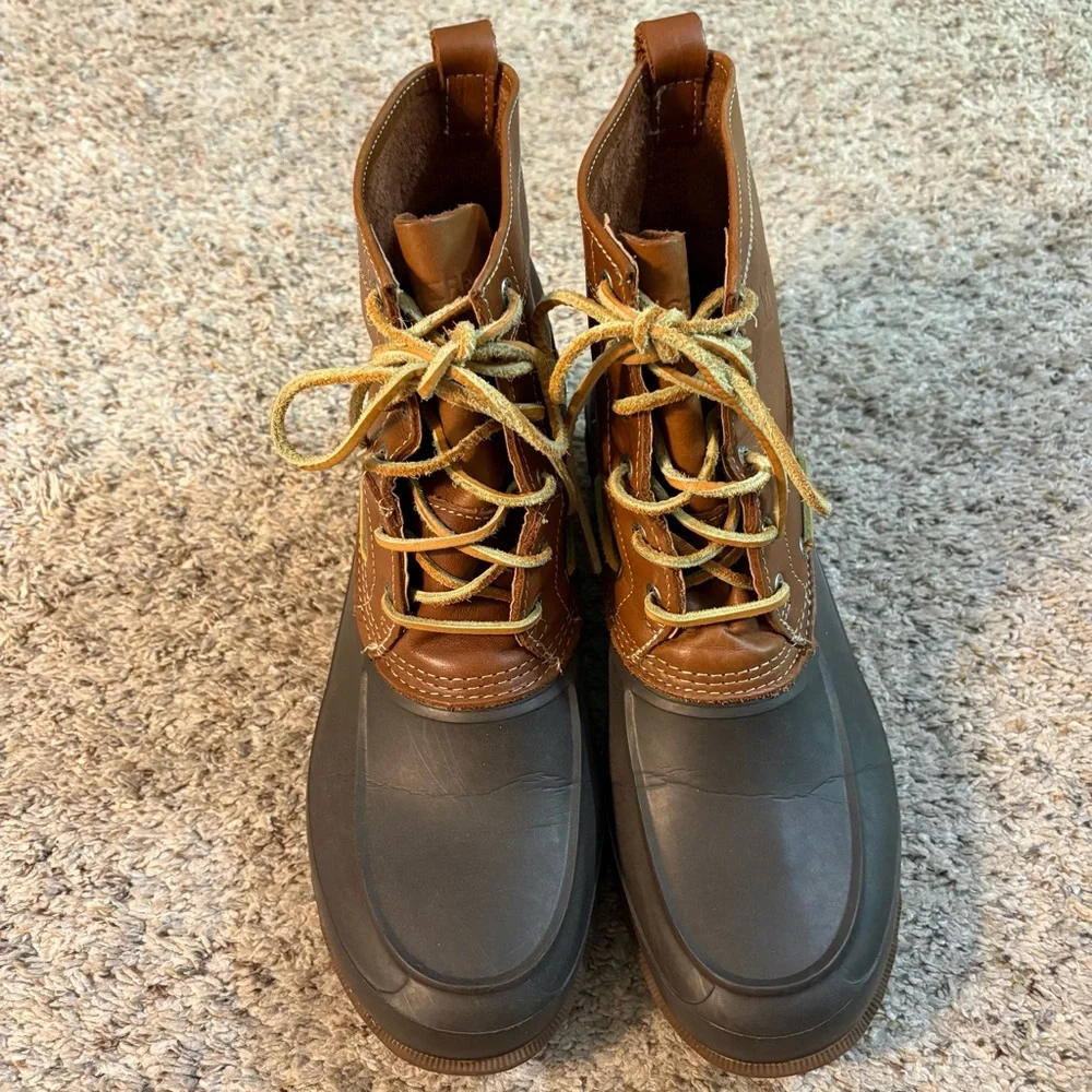 Sperry Men's Brown Leather and Gray Rubber Boots